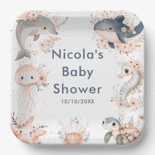 Assiettes En Carton Animaux sous-marins Baby Shower