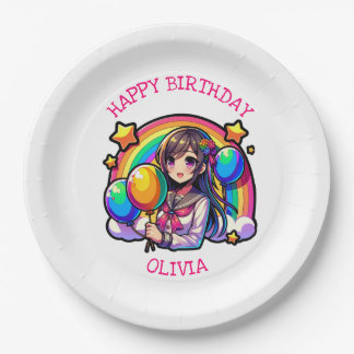 Assiettes En Carton Anime Girl Colorful Pop Art Anniversaire Personnal