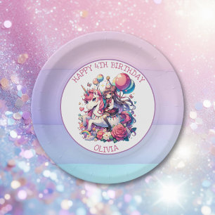 Assiettes En Carton Anime Girl on Unicorn Anniversaire Personnalisé