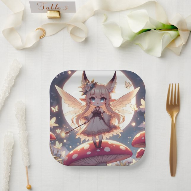 Assiettes En Carton Anime Girl Pixie Hippie Lune Fée (Mariage)