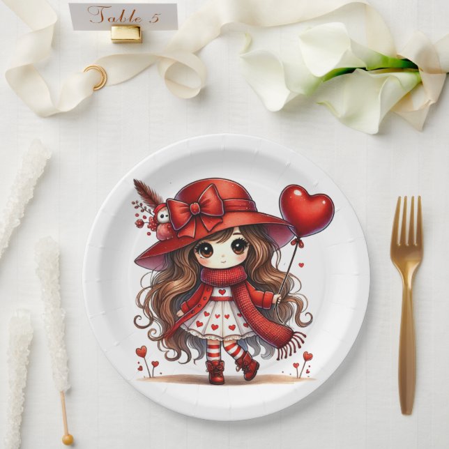 Assiettes En Carton Anime Saint-Valentin  (Mariage)
