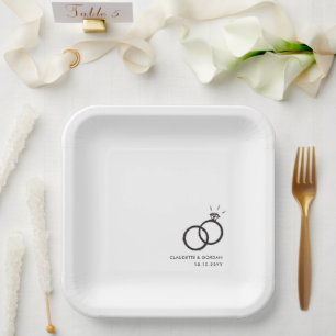 Assiettes En Carton Anneaux fiançailles   Script de partie d'engagemen