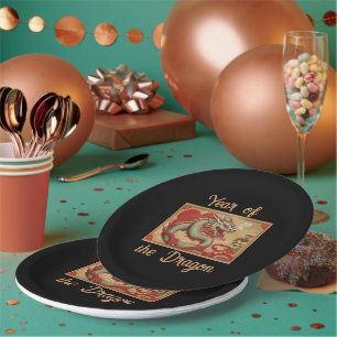 Assiettes En Carton Année de la plaque de papier Dragon