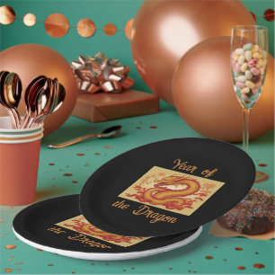 Assiettes En Carton Année de la plaque de papier Dragon