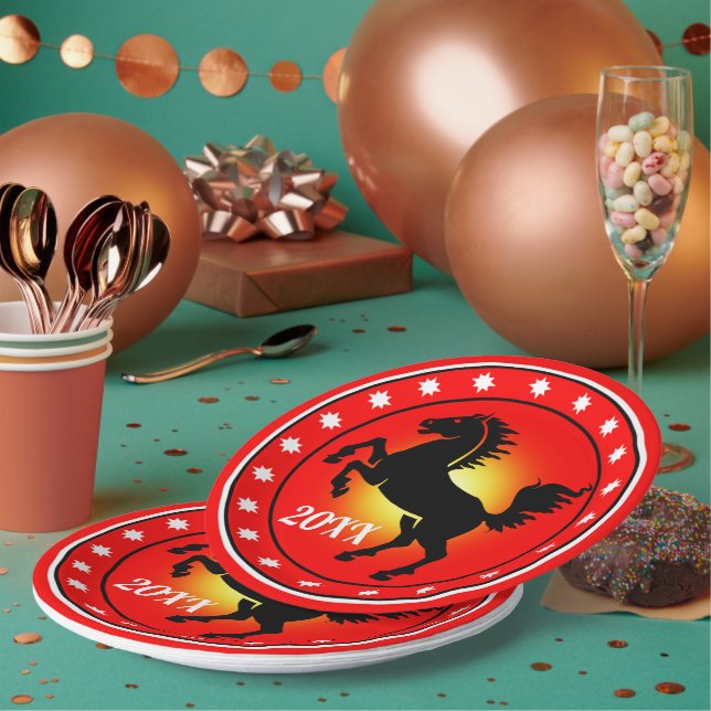 Assiettes En Carton Année du Cheval (Multi)