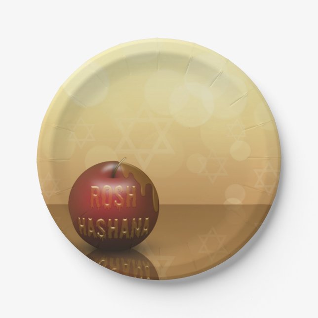 Assiettes En Carton Année juive de Rosh Hashanah nouvelle - plaque à (Devant)