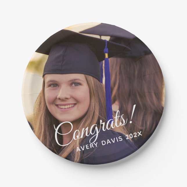 Assiettes En Carton Année photo de diplôme Classe de 2024 (Devant)