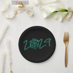 Assiettes En Carton Année RPG Émeraude Imaginaire Table Gamer Dice
