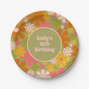 Assiettes En Carton Années 60 les années 70 Floral Personnalisé Annive