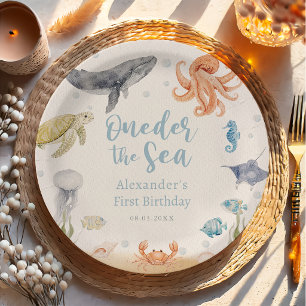 Assiettes En Carton Anniversaire 1 an sous l'océan Animaux marins