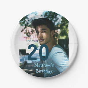 Assiettes En Carton anniversaire 20 ans ajouter nom photo date homme b
