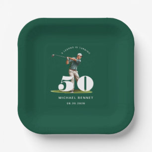 Assiettes En Carton Anniversaire 50 ans de golf vert personnalisé