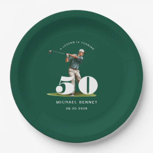 Assiettes En Carton Anniversaire 50 ans de golf vert personnalisé