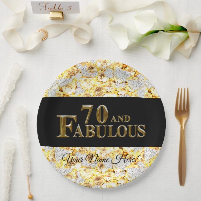 Assiettes En Carton Anniversaire 70 ans (Mariage)