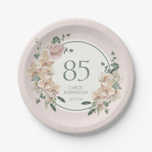 Assiettes En Carton Anniversaire 85 ans Floral Tropical