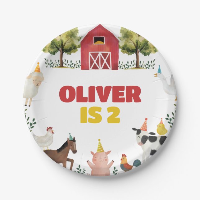 Assiettes En Carton Anniversaire à la ferme (Devant)