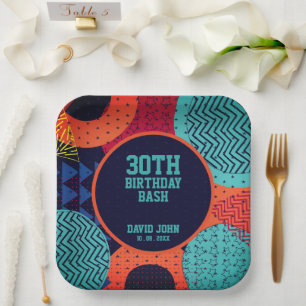 Assiettes En Carton Anniversaire adulte rétro des années 1080