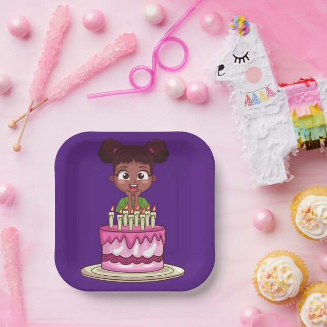 Assiettes En Carton Anniversaire (afro-américain)  (Fête)