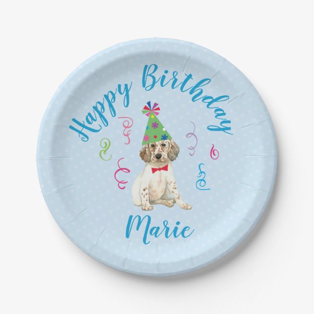 Assiettes En Carton Anniversaire Anglais Setter Plaque papier (Devant)