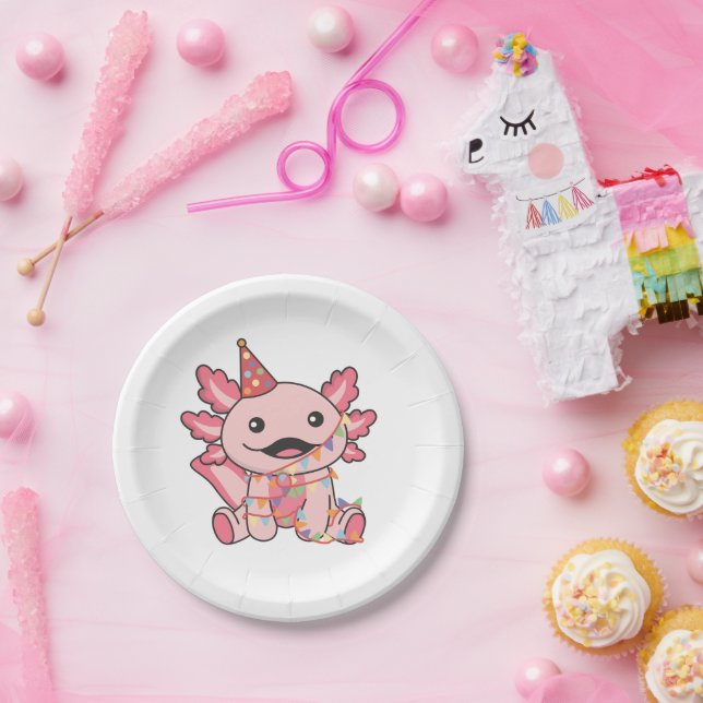 Assiettes En Carton Anniversaire Animal Cute Axolotl Anniversaire de e (Fête)
