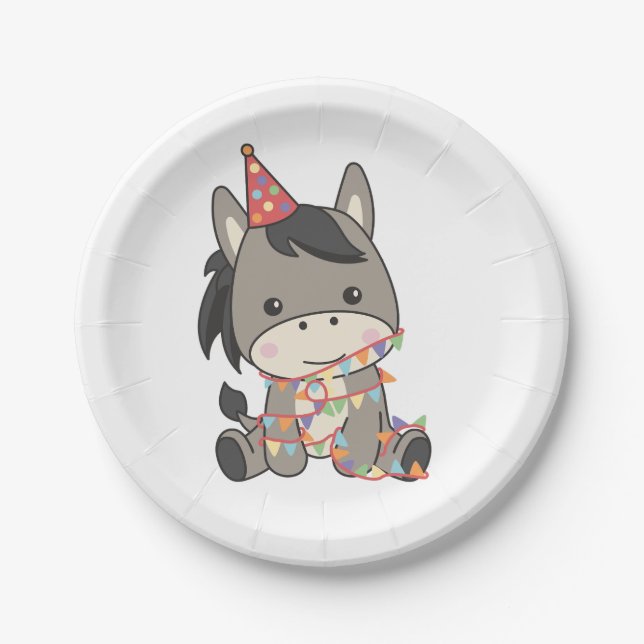Assiettes En Carton Anniversaire Animal Cute Donkey Anniversaire de en (Devant)