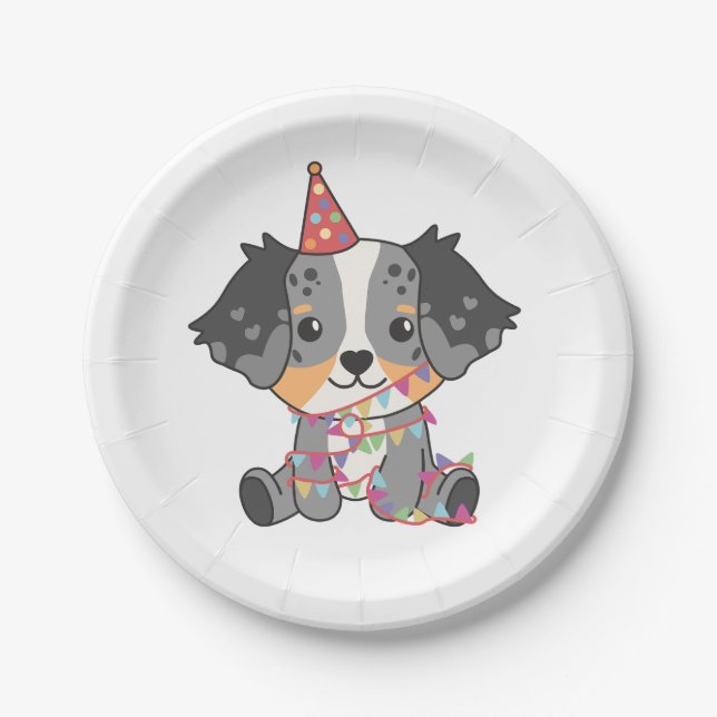 Assiettes En Carton Anniversaire Animal mignonne Berger Australien Ann (Devant)