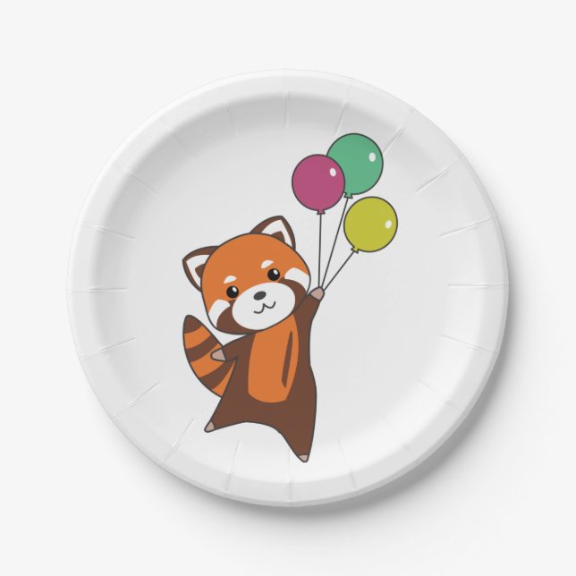 Assiettes En Carton Anniversaire Animal mignonne Red Panda Anniversair (Devant)