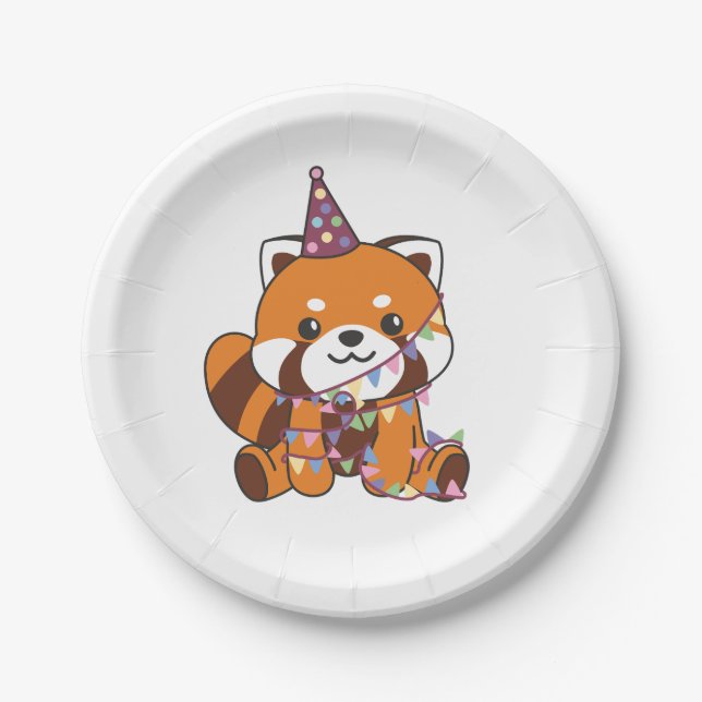 Assiettes En Carton Anniversaire Animal mignonne Red Panda Anniversair (Devant)