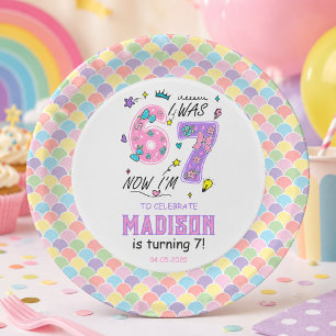 Assiettes En Carton Anniversaire arc-en-ciel 7 ans   J'avais 6 ans, ma