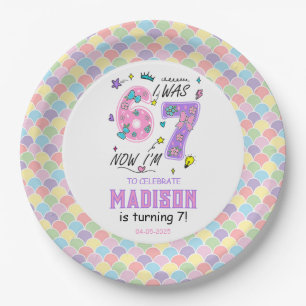 Assiettes En Carton Anniversaire arc-en-ciel 7 ans J'avais 6 ans, ma