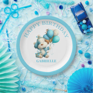 Assiettes En Carton Anniversaire Bleu Turquoise Amusant Fantaisiste 