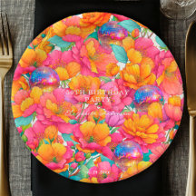 Anniversaire Boule Disco Fleurie Rose Orange Chaud