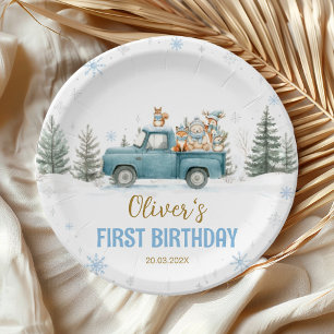 Assiettes En Carton Anniversaire Camion Onederland Forêt Hiver