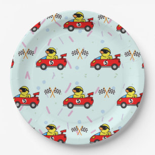 Assiettes En Carton Anniversaire Canard voiture course rouge course ga