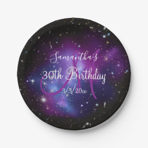 Assiettes En Carton Anniversaire céleste de la galaxie noire violette 