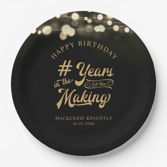 Assiettes En Carton Anniversaire Chaîne Lumineuses ANNÉES DANS LA FABR (Devant)