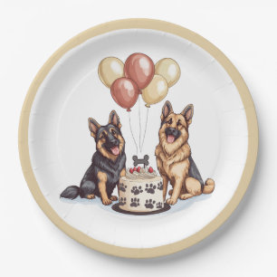 Assiettes En Carton Anniversaire Chiens berger allemands Chiens d'anni