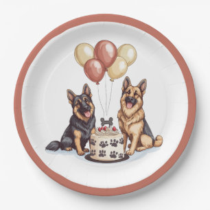 Assiettes En Carton Anniversaire Chiens berger allemands Chiens d'anni
