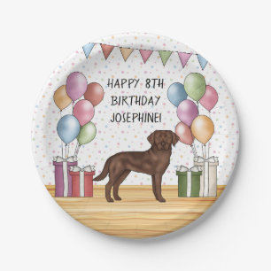 Assiettes En Carton Anniversaire Coloré de Chien Labrador Retriever au