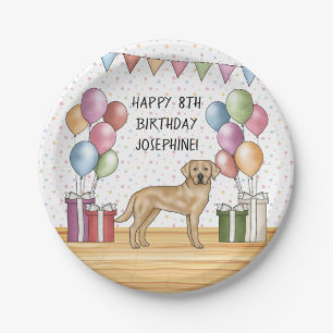 Assiettes En Carton Anniversaire Coloré de Chien Labrador Retriever Ja