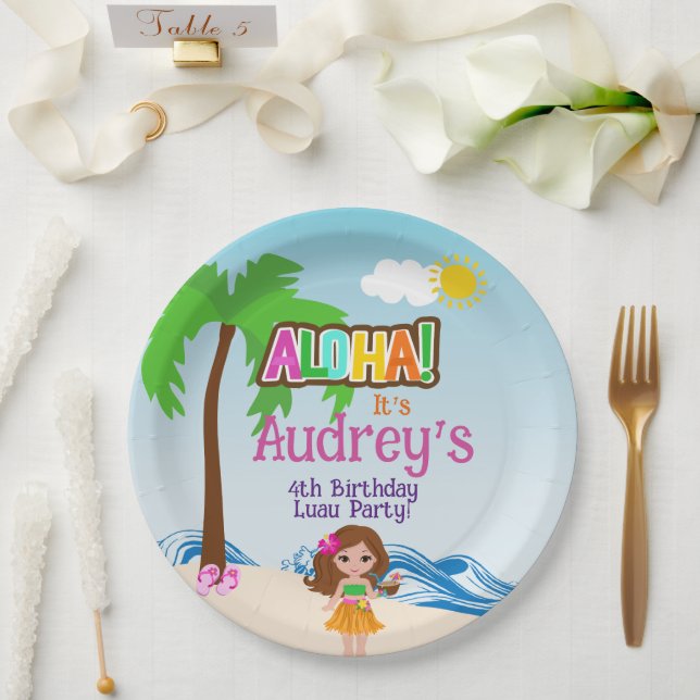 Assiettes En Carton Anniversaire d'Aloha Luau (Mariage)