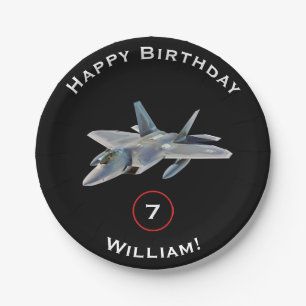 Assiettes En Carton Anniversaire d'avion de chasse de F-22 Raptor avec