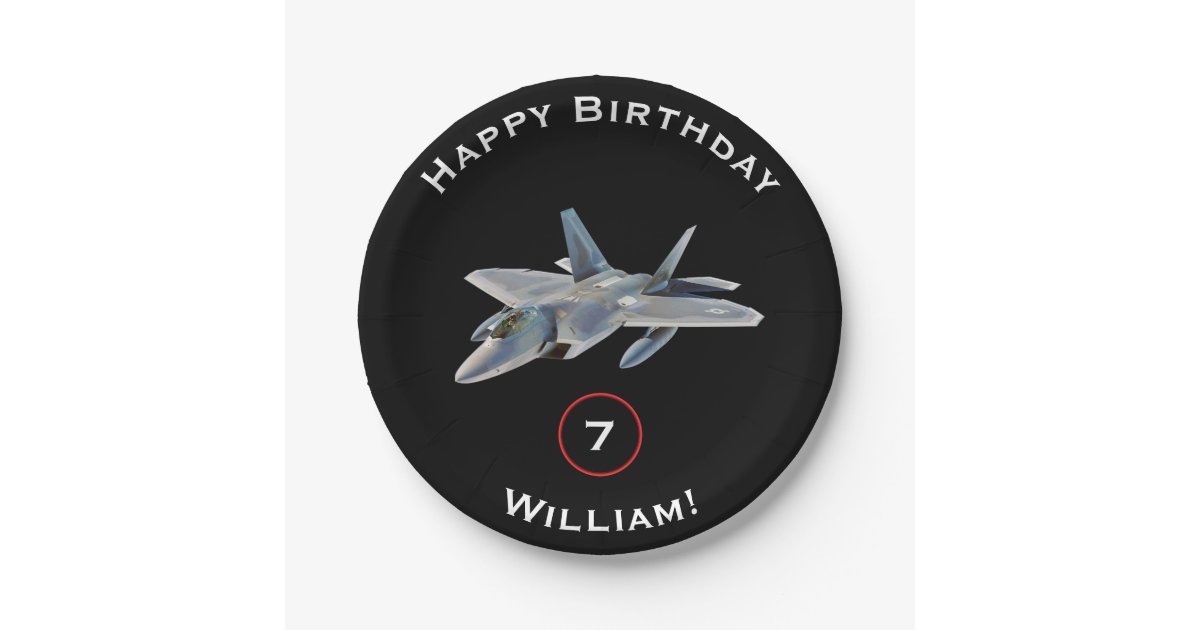 Assiettes En Carton Anniversaire D Avion De Chasse De F 22 Raptor Avec Zazzle Fr