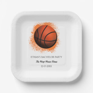 Assiettes En Carton Anniversaire de basketball orange blanc / fête de