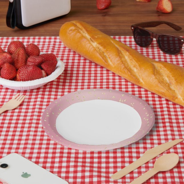 Assiettes En Carton Anniversaire de Bling en or rose (Pique-nique)