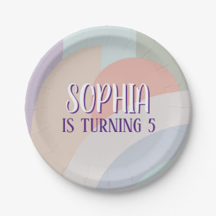 Assiettes En Carton Anniversaire de Boho Pastel Rainbow