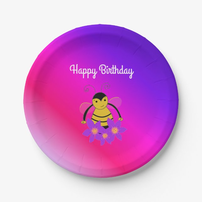 Assiettes En Carton Anniversaire de Busy Bee (Devant)