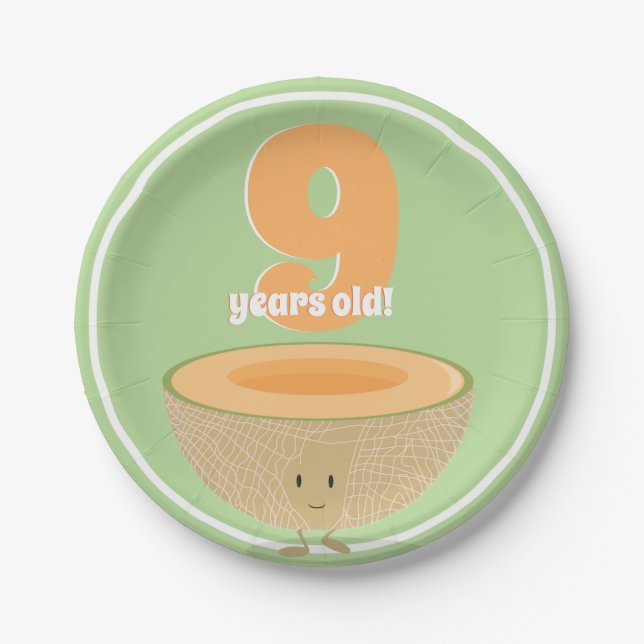 Assiettes En Carton Anniversaire de Cantaloupe| Plaque de papier (Devant)