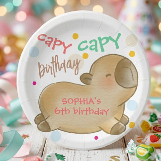Assiettes En Carton Anniversaire de capybara Capy