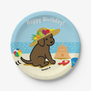 Assiettes En Carton Anniversaire de chapeau de paille de chiot de